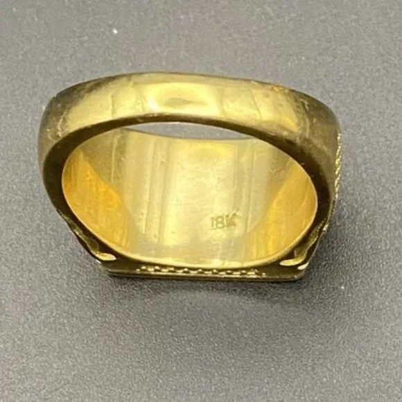 Iced Out Men's 18k Gold Plated Ring CZ Signet Hip Hop Size 11.75 Bling 14.7 g - Picture 5 of 11